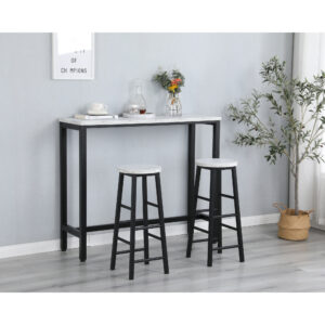 Black Faux Marble Bar Table Set