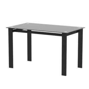 Contemporary Black Tempered Glass Dining Table