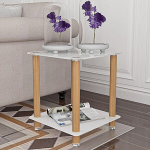 White Oak Side Table with Storage Shelf