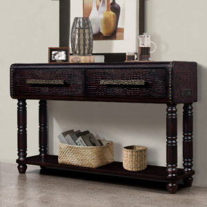 Retro Luxury Sofa Table with Outlets