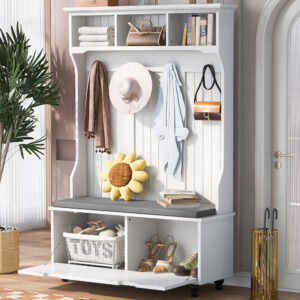 Entryway Bench with Coat Rack