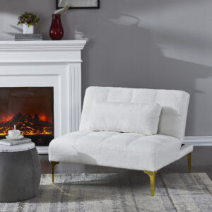 Convertible Sofa Bed Futon with Gold Metal Legs
