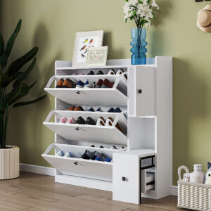 Shoe Rack Cabinet with 3 Flip Drawers