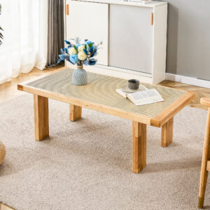 Rectangular Rattan Tabletop Side Table