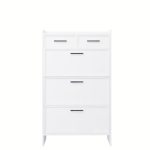 PVC Surface Shaker Shape 3 Doors Shoe Rack with 2 Drawers
