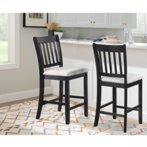 Casual Seating Black Finish Chairs Set of 2 Rubberwood
