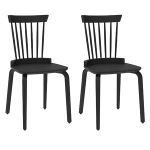 Solid Wood Slat Back Windsor Chair Set of 2 Classic Traditional Dining Room