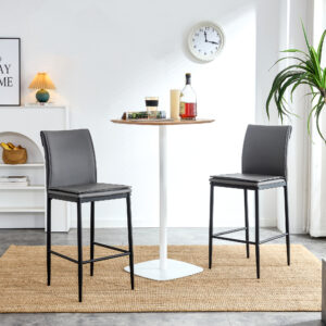 Leather Barstool Dining Counter Height Chair Set of 2