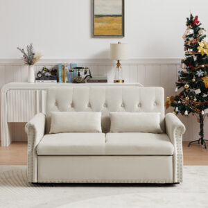 Modern Shiny Loveseat Sleeper Sofa