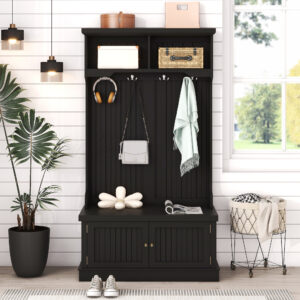 Hall Tree Coat Racks with Storage Shoe Bench